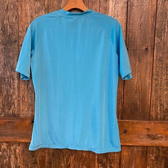 Kanu Surf Sz L Blue SwimSuit  Surfing Beach Paisley Short Sleeve RashGuard Top - Picture 7 of 10